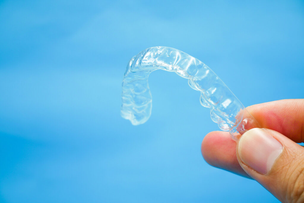 Close up of clear aligners. 